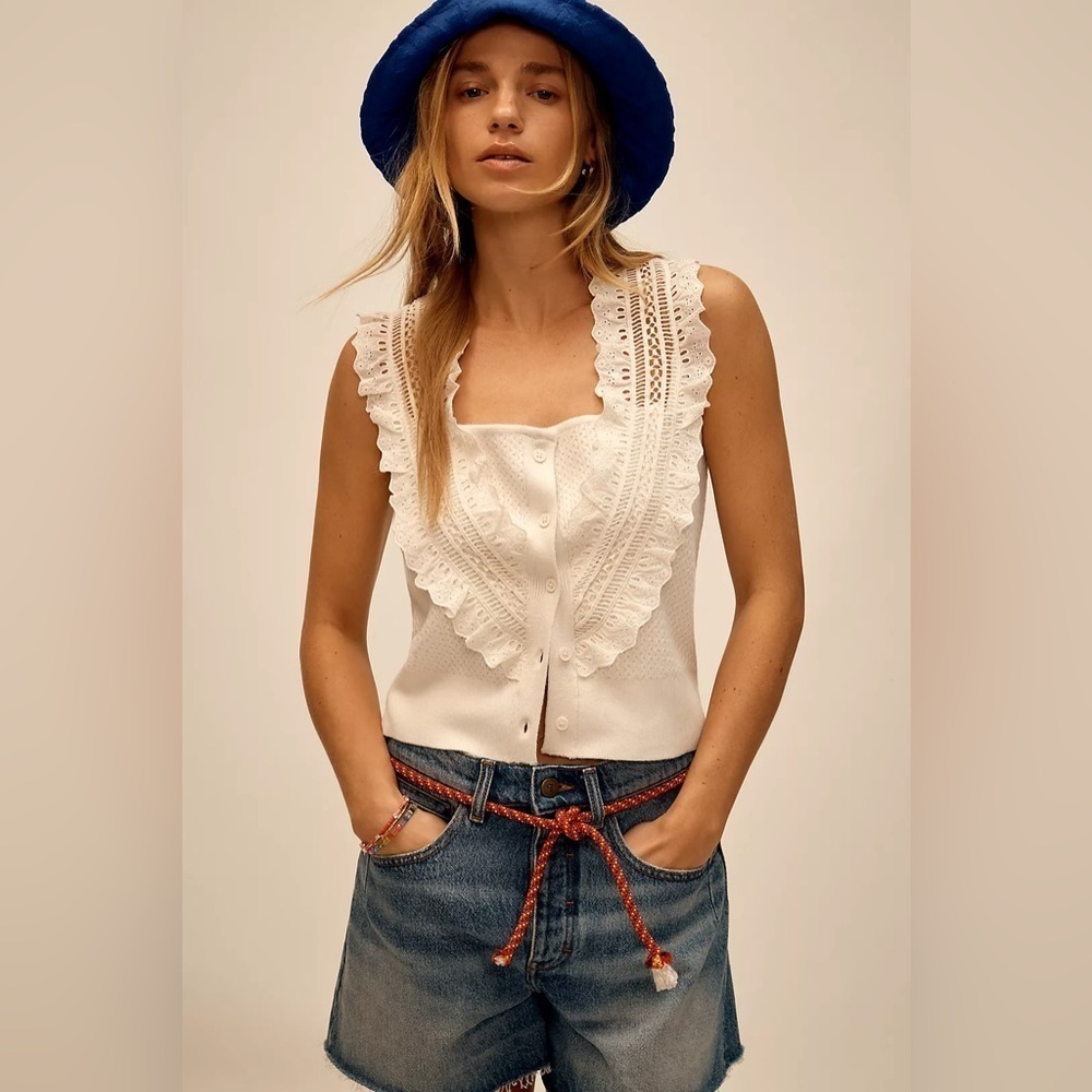 NWT! Anthropologie Ivory Pilcro Crafted Bib Sweater Tank - Multiple Sizes 🥐